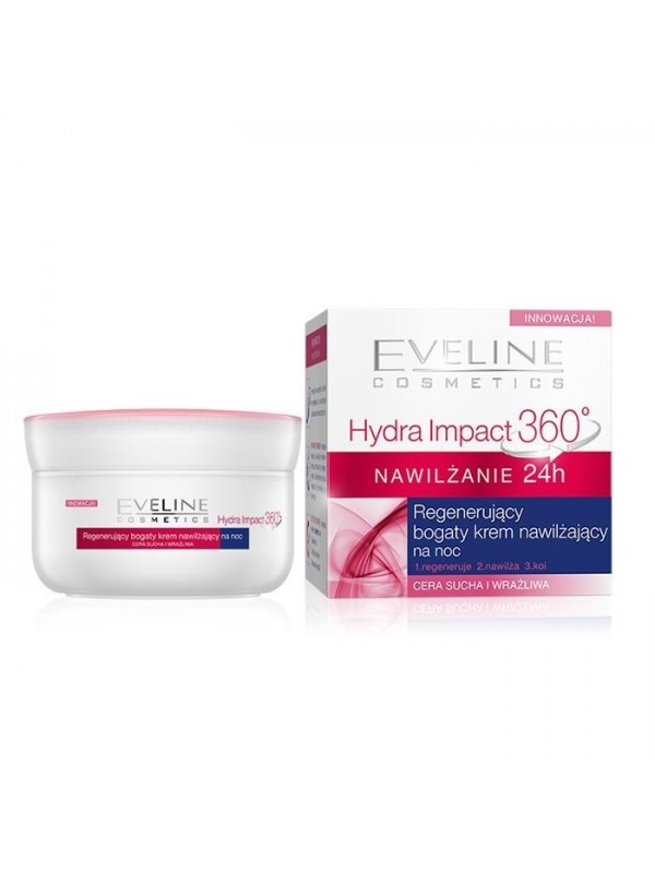 Eveline Hydra Impact 360° moisturizes and regenerates night cream 50 ml