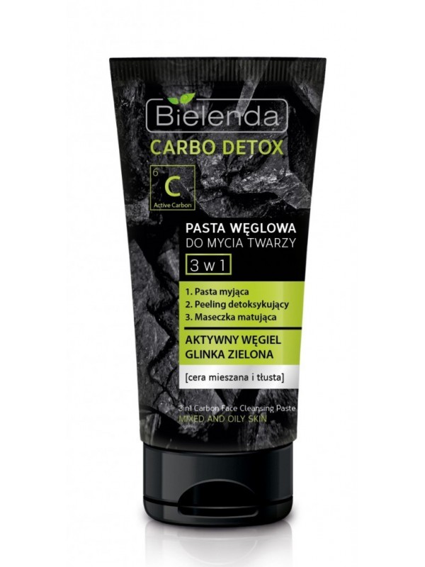 Bielenda CARBO DETOX Houtskool gezichtswaspasta 3in1 150 g