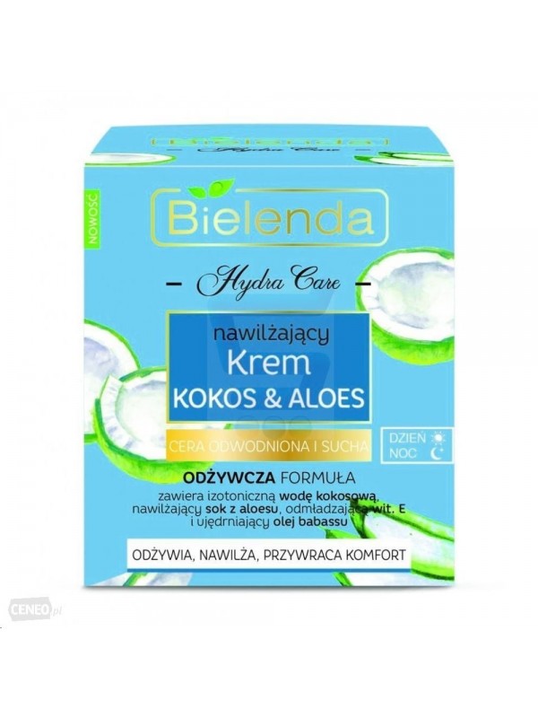 Bielenda HYDRA CARE hydraterende gezichtscrème kokosnoot en aloë voor de droge en vochtarme huid 50 ml