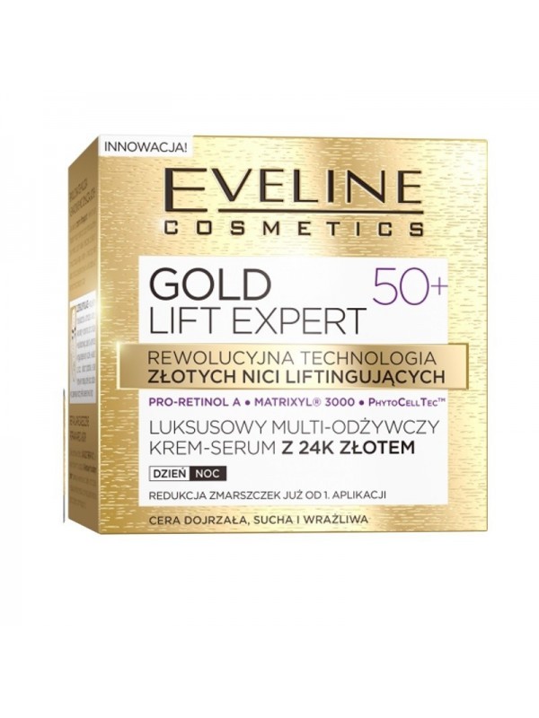 Eveline Gold Lift Expert Luxurious multi-nourishing cream- serum with 24K gold day/night 50+ 50 ml