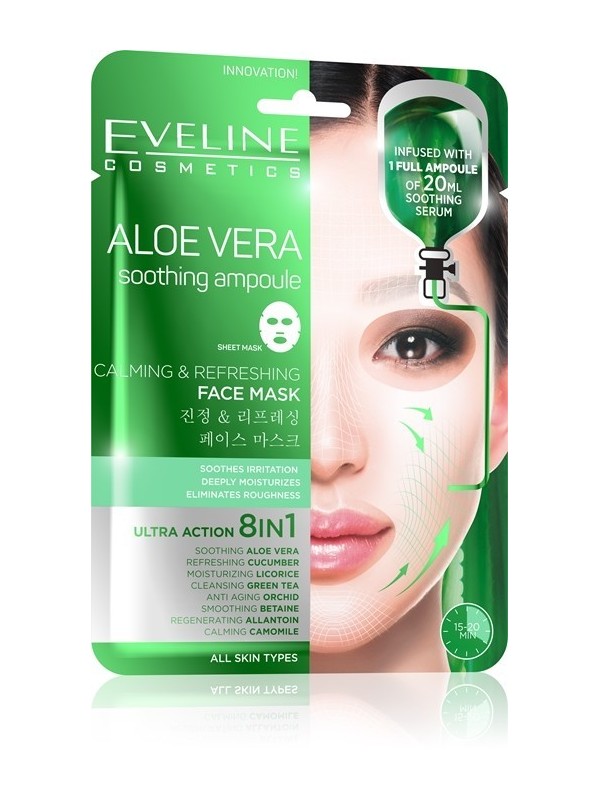 Eveline Soothing and refreshing sheet mask on fabric with aloe vera