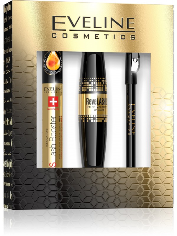 Eveline Make Up Gift Set (Big Revelash Mascara + Black Crayon + Lash Booster Conditioner)-0332