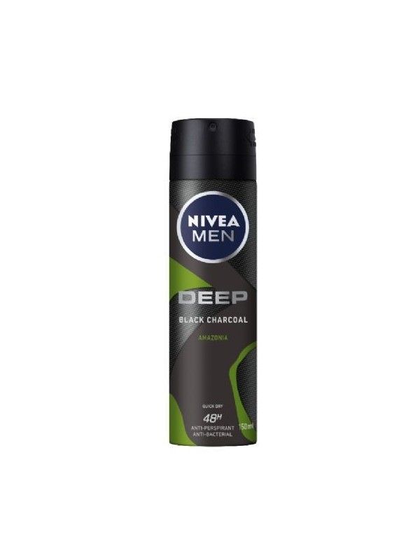 Nivea Men Anti-transpirant Deep Black Houtskool Amazonia 150 ml