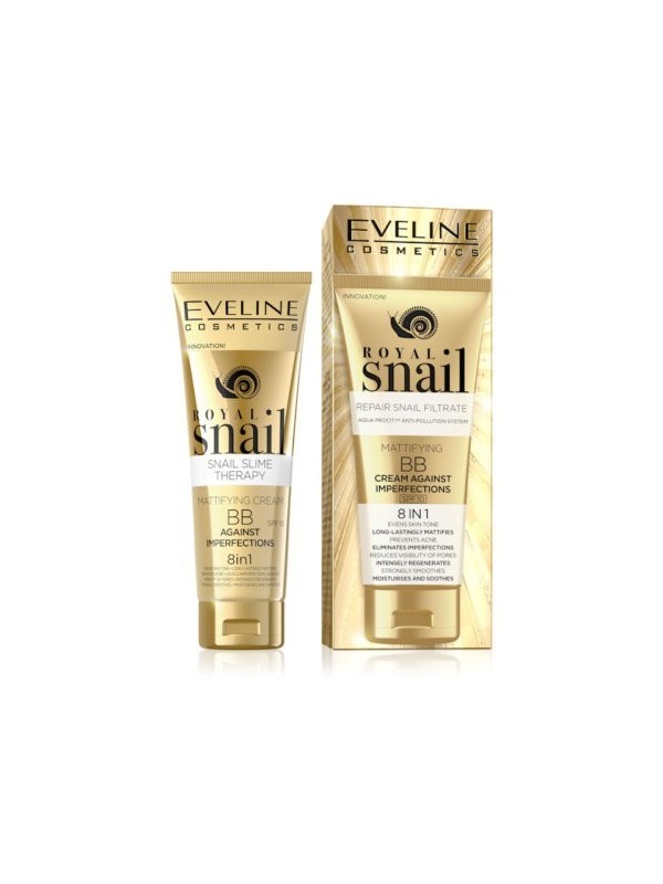 Eveline Royal Snail Mattifying BB Cream against imperfections 8in1 SPF10 50 ml