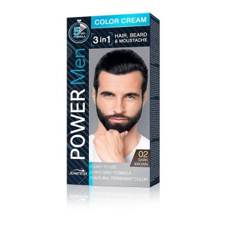 Joanna Power Men Cream Colour 3in1 - haar-, baard- en snorverf heren - Brown 02/ Dark