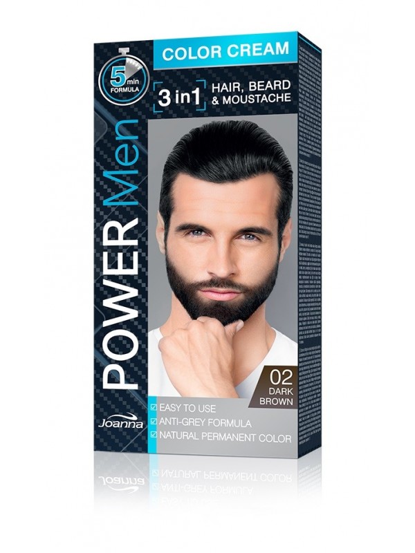 Joanna Power Men Cream Color 3in1 - men's hair, beard and mustache dye - /02/ Dark Brown