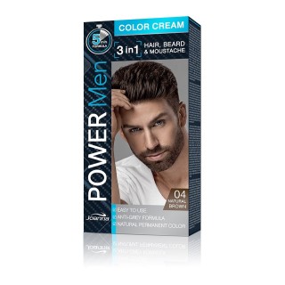 Joanna Power Men Cream Color 3in1 - men's hair, beard and mustache dye - /04/ Natural Brown