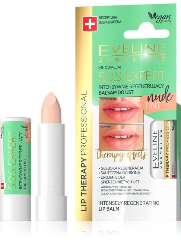 Eveline Lip Therapy SOS EXPERT regenererende nude color lippenbalsem 4 g