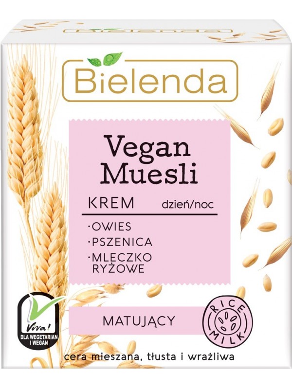 Bielenda VEGAN MUESLI matterende crème haver + tarwe + rijstmelk dag/nacht 50 ml