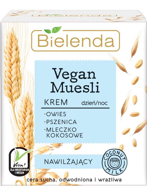 Bielenda VEGAN MUESLI Vochtinbrengende crème haver + tarwe + kokosmelk dag/nacht 50 ml