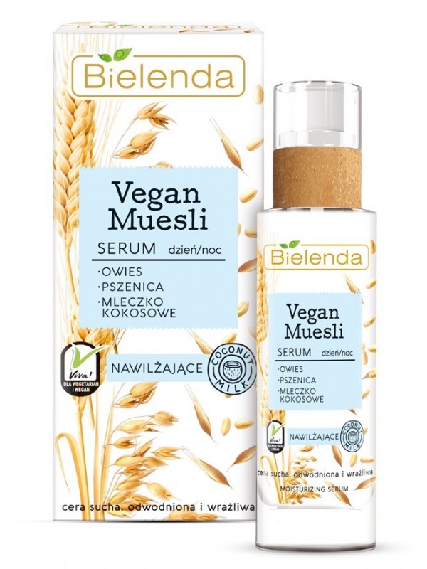 Bielenda VEGAN MUESLI serum do twarzy nawilżające owies + pszenica + mleko kokosowe dzien/noc 30 ml (30-06-2023)