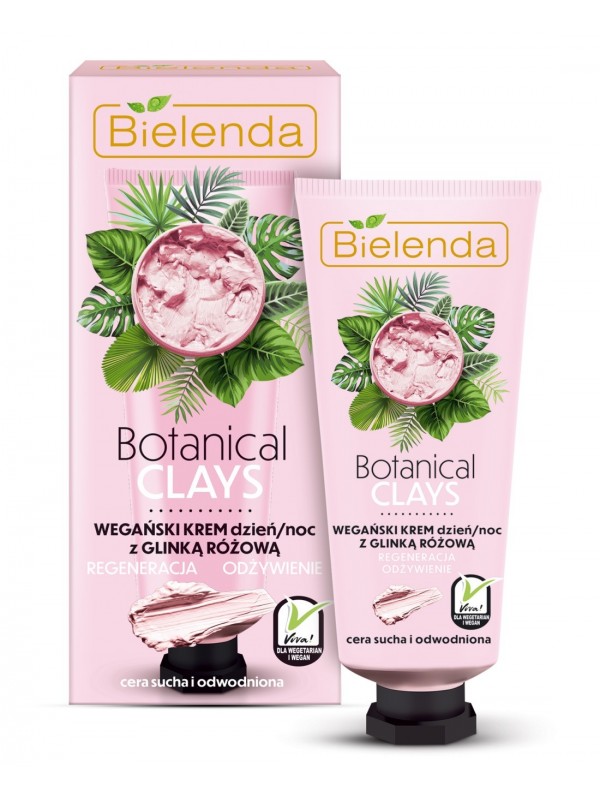 Bielenda Botanical Clays vegan gezichtscrème met roze klei 50 ml