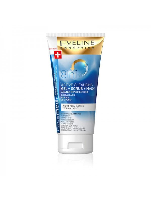 Eveline Facemed+ 8in1 Cleansing gel, scrub and mask against imperfections 150 ml