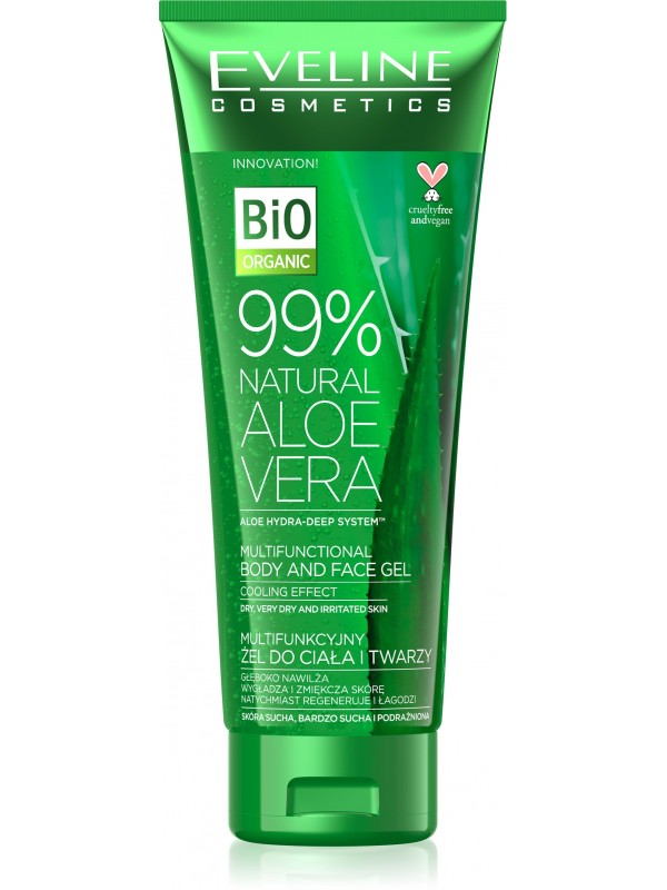 Eveline Natural Aloe Vera Multifunctionele Gel voor verkoelend effect van lichaam en gezicht 250 ml