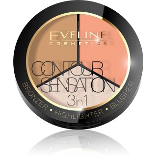 Eveline Contour Sensation 3in1 Face contour modeling palette /02/ Peach Beige 13, 5 g