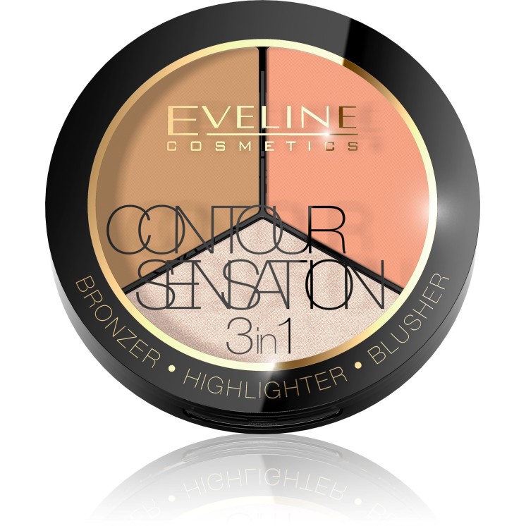 Eveline Contour Sensation 3in1 Face contour modeling palette /02/ Peach Beige 13, 5 g