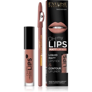 Eveline OH My Lips Matt vloeibare lipstick 4,5 ml + Lipliner set /01/ Neutral Nude