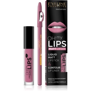 Eveline OH My Lips Matt liquid lipstick 4,5 ml + Lip liner set /03/ Rose Nude