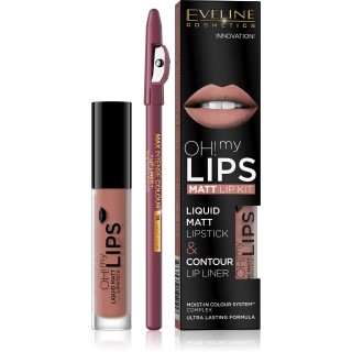 Eveline OH My Lips Matt liquid lipstick 4, 5 ml + Lip liner set /08/ Lovely Rose