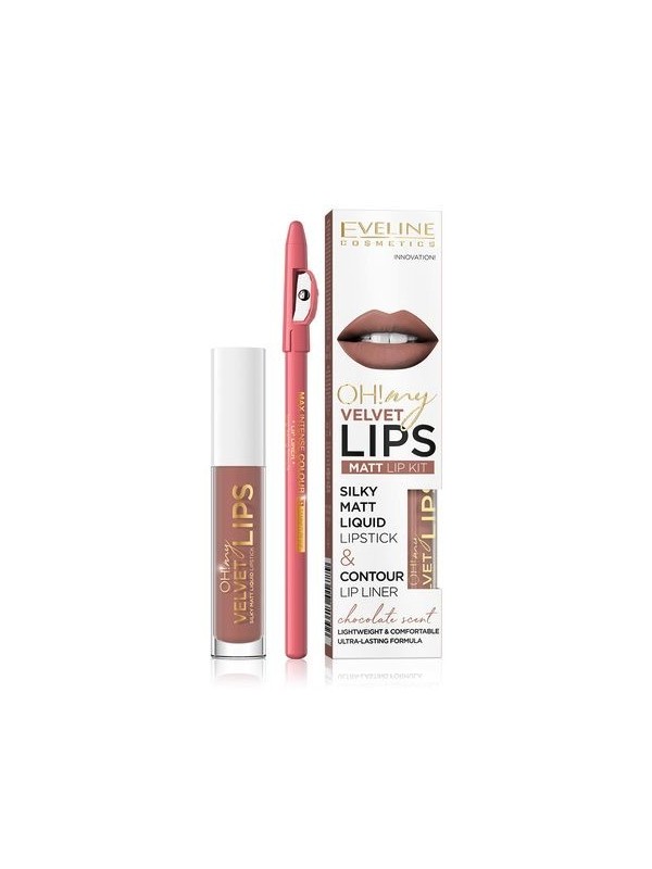 Eveline OH My Lips Matt liquid lipstick 4,5 ml + Lip liner set /11/ Cookie Milkshake