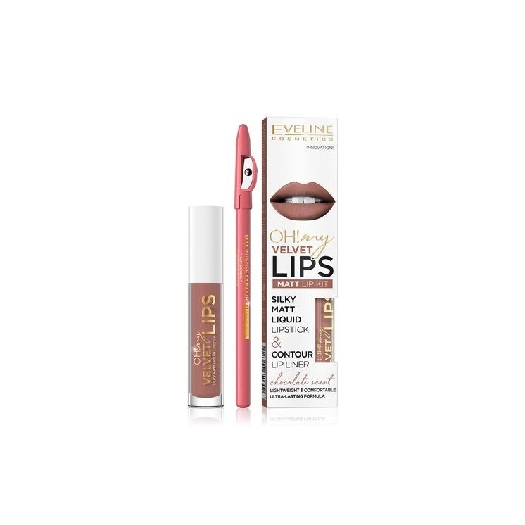 Eveline OH My Lips Matt vloeibare lipstick 4,5 ml + Lipliner set /11/ Cookie Milkshake