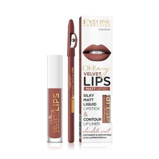 Eveline OH My Lips Matt liquid lipstick 4, 5 ml + Lip liner set /12/ Praline Eclair