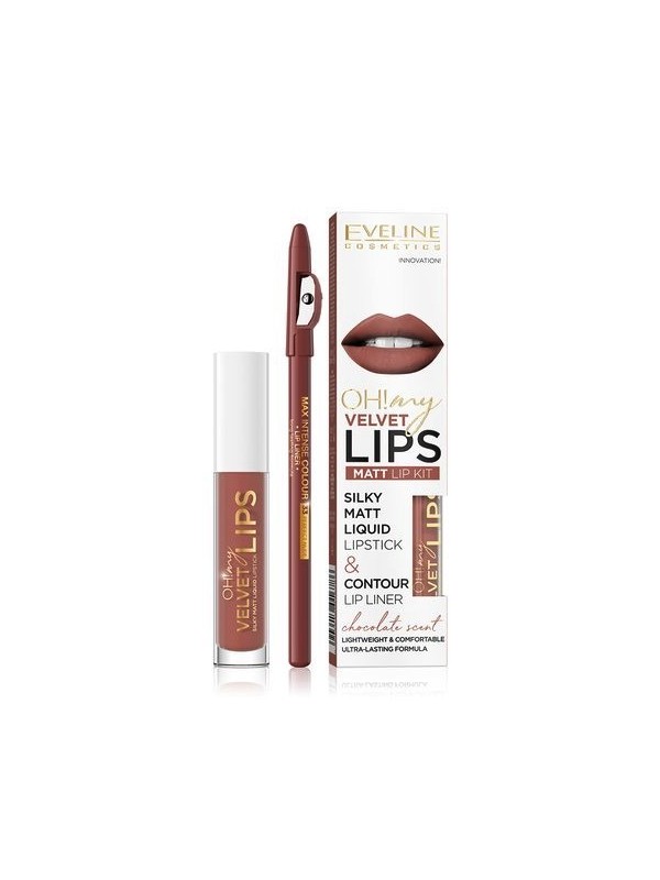 Eveline OH My Lips Matt liquid lipstick 4, 5 ml + Lip liner set /12/ Praline Eclair