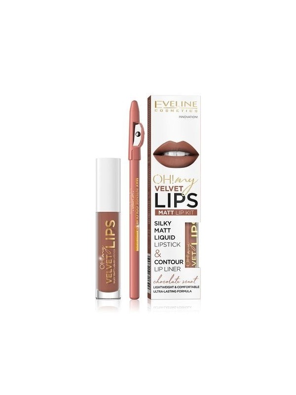 Eveline OH My Lips Matt liquid lipstick 4,5 ml + Lip liner set /14/ Choco Truffle