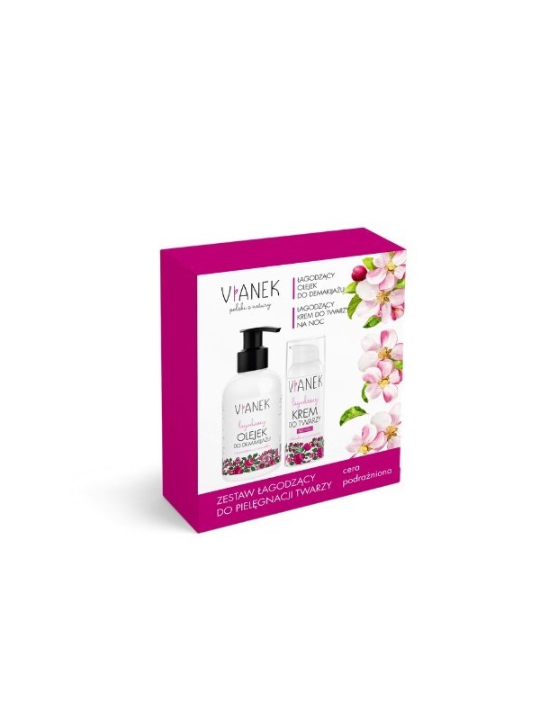 Vianek Verzachtende gezichtsset Verzachtende olie voor het verwijderen van make-up 150 ml + Verzachtende nachtcrème 50 ml + Verz