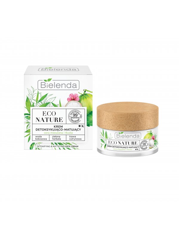 Bielenda Eco Nature Ontgiftende en Matterende Gezichtscrème Kokoswater + Groene Thee + Citroengras 50 ml