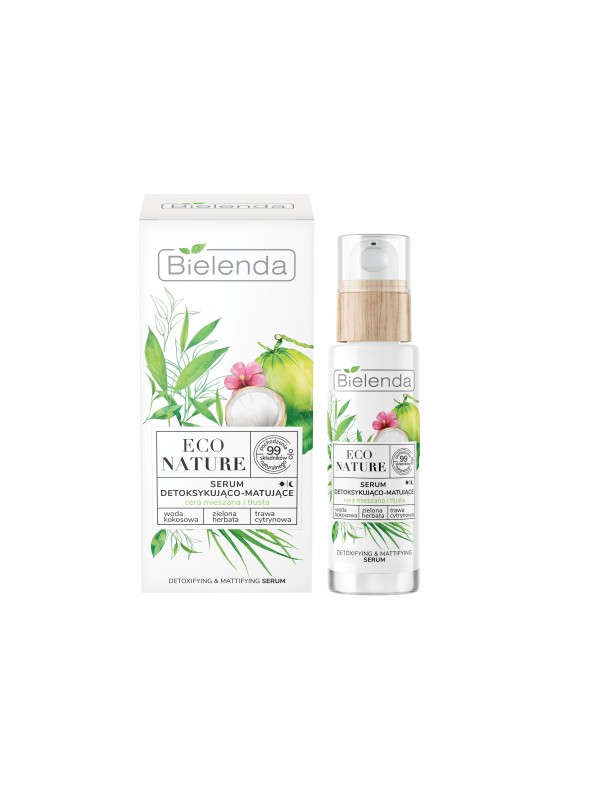 Bielenda ECO NATURE Ontgiftend en matterend Serum Kokoswater + Groene Thee + Citroengras 30 ml