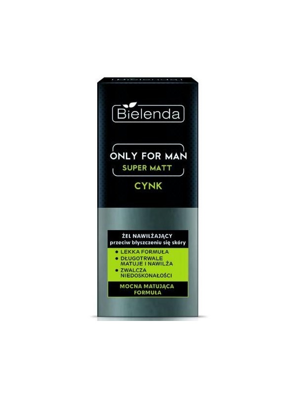 Bielenda ONLY FOR MEN Hydraterende gezichtscrème gel Super Matt voor mannen 50 ml