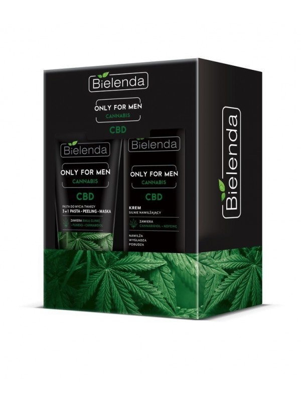 BIELENDA Cadeauset ONLY FOR MEN CANABIS Hydraterende gezichtscrème 50 ml + Gezichtsreinigingspasta 150 g