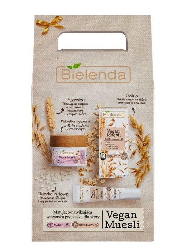 Bielenda Gift Set Vegan Muesli Matterende gezichtscrème 50 ml + Hydraterende oogcrème 15 ml