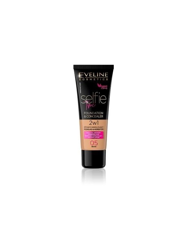 Eveline Selfie Time Dekkende en hydraterende foundation 2in1 /05/ Beige 30 ml