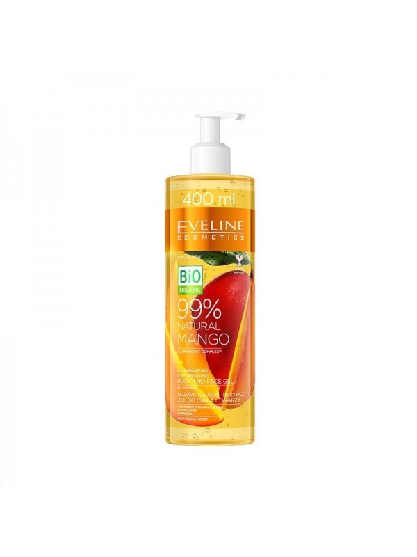 Eveline 99% Natural Mango Verhelderende en voedende lichaams- en gezichtsgel 400 ml