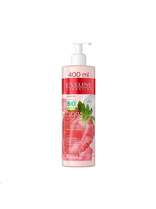 Eveline 99% Natural Strawberry Hydraterende en gladmakende bodyyoghurt 400 ml