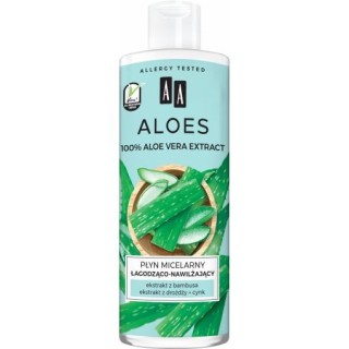 AA Aloes 100 % aloe Vera-Extrakt, beruhigende und feuchtigkeitsspendende Mizellenflüssigkeit, 400 ml