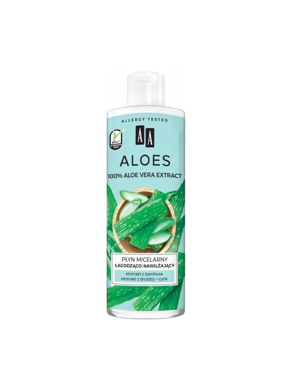 AA Aloes 100 % aloe Vera-Extrakt, beruhigende und feuchtigkeitsspendende Mizellenflüssigkeit, 400 ml