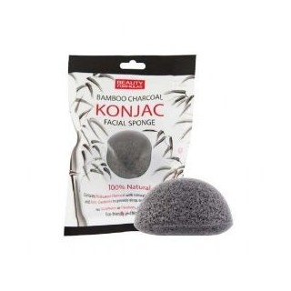 Beauty Formulas Konjac Bamboo face wash sponge with activated carbon 100% Natural 1 piece