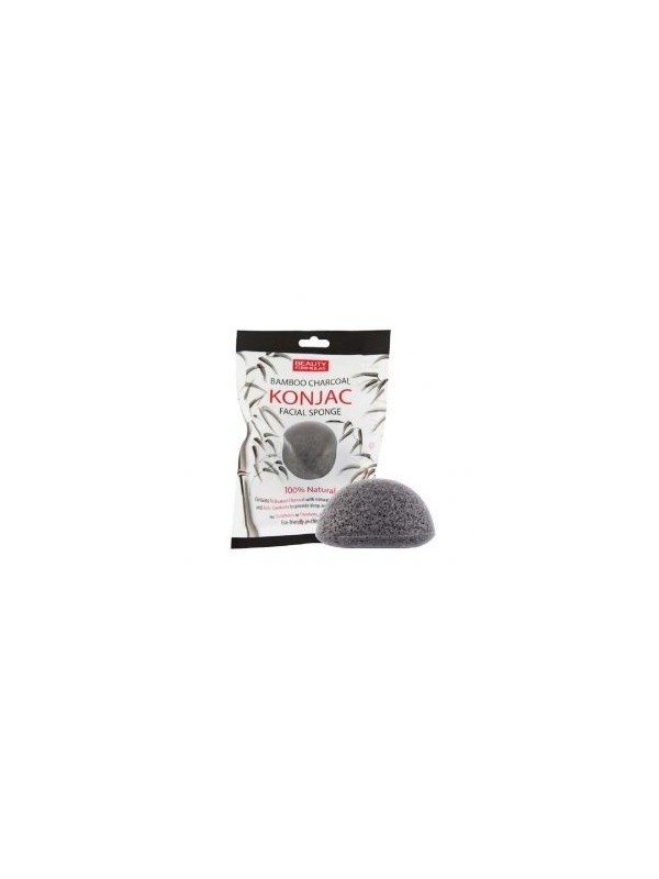 Beauty Formulas Konjac Bamboo face wash sponge with activated carbon 100% Natural 1 piece