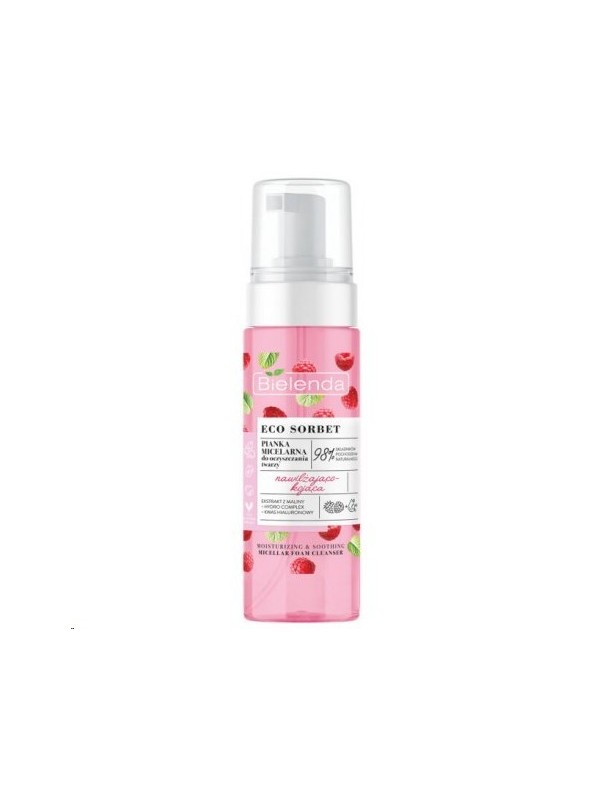 Bielenda ECO SORBET Hydraterende en verzachtende micellaire gezichtsreinigingsschuim Framboos 150 ml