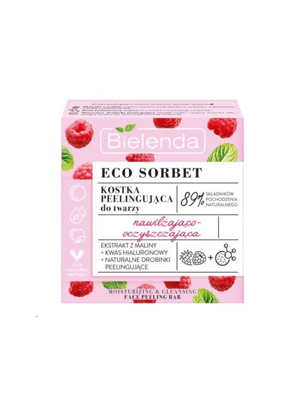 Bielenda ECO SORBET Gezichtspeeling kubus hydraterend en verzachtend Framboos 60 g