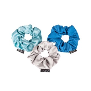 GLOV Scrunchie Satin Blue Hair ties 3-pack