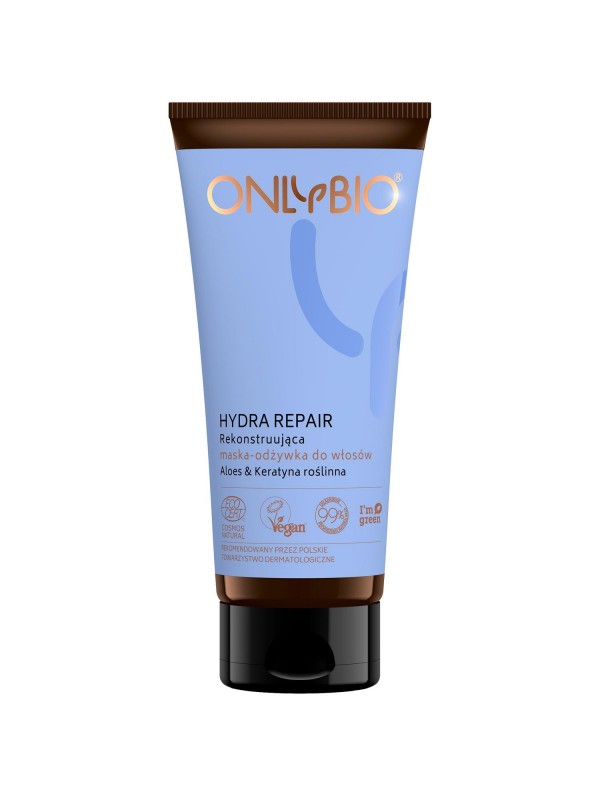 ONLYBIO Hydra Repair Herstellende Masker-Conditioner voor Droog en Beschadigd Haar Aloë Vera & Plantaardige Keratine 200 ml