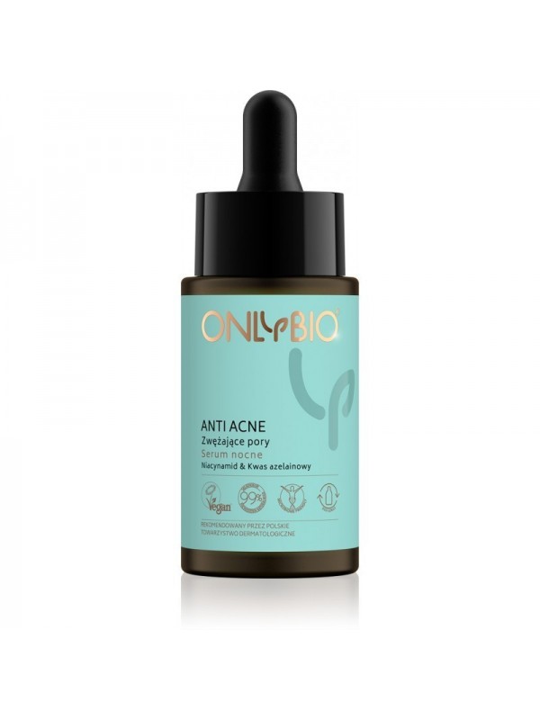 ONLYBIO Anti-acne nacht porieverstrakking gezichtsserum Niacinamide & azelaïnezuur 30 ml