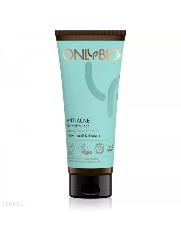 ONLYBIO Anti Acne Normaliserende Exfoliërende Pasta Abrikozenpit & Salie 75ml