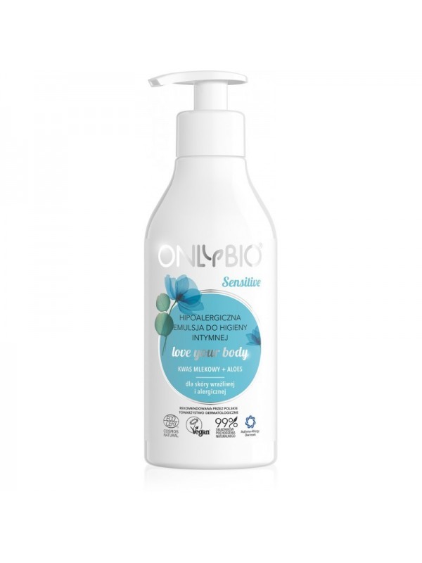 ONLYBIO Sensitive Hypoallergenic Intimate Hygiene Emulsion Lactic Acid & Aloe Vera 250 ml