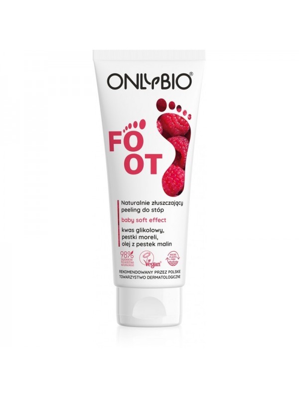 ONLYBIO Foot Peeling voor voeten natuurlijk exfoliërend glycolzuur, abrikozenpitten, frambozenzaadolie 75 ml