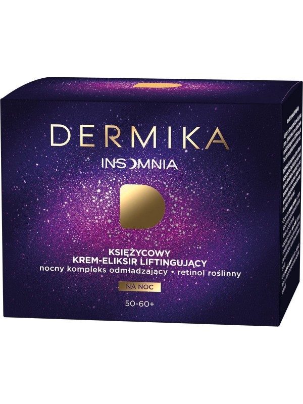 Dermika INSOMIA Moon Lifting face cream-elixir 50-60+ night rejuvenating complex + plant retinol 50